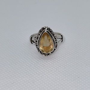 Vintage 925 silver citrine stone ring